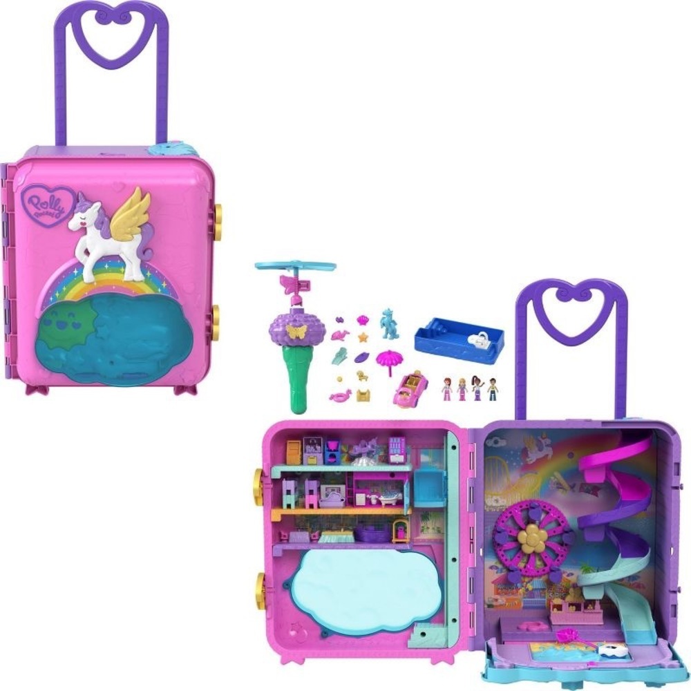 New in box Polly Pocket Dolls Pollyville Resort Roll Away Playset - Picture 2 of 6